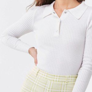 White Ribbed Sweater